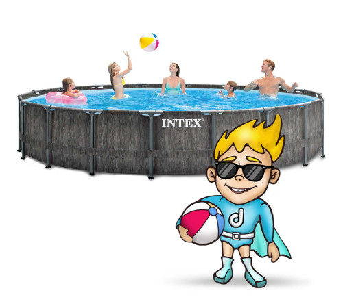 Басейн каркасний 21в1 INTEX 126744, 549 x 122 см, темно-сірий