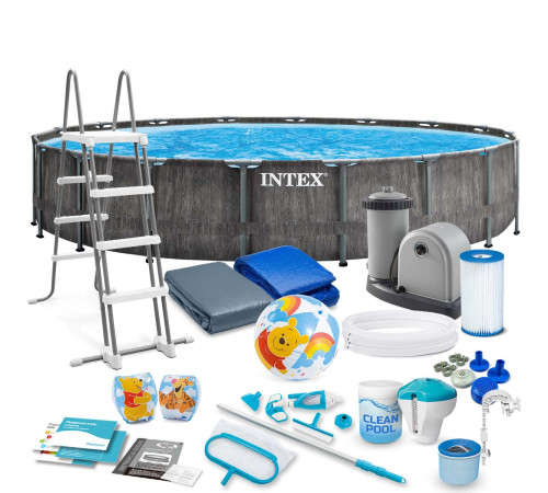 Басейн каркасний 21в1 INTEX 126744, 549 x 122 см, темно-сірий