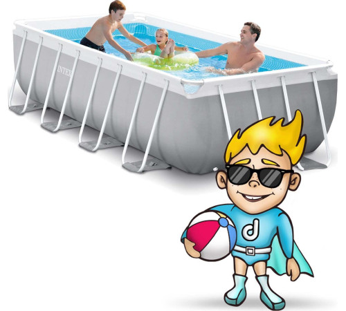 Басейн каркасний прямокутний 4в1 INTEX 26788, 400 x 200 x 100 см, сірий