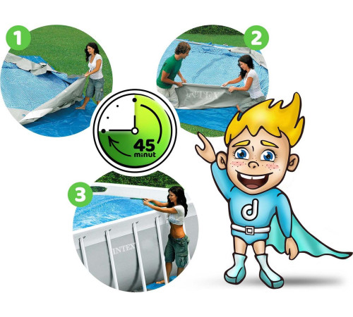 Басейн каркасний прямокутний 4в1 INTEX 26788, 400 x 200 x 100 см, сірий