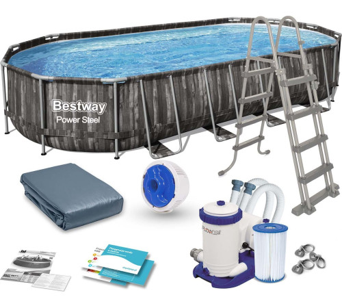 Басейн каркасний овальний 12в1 Bestway 5611T, 732 см - сірий
