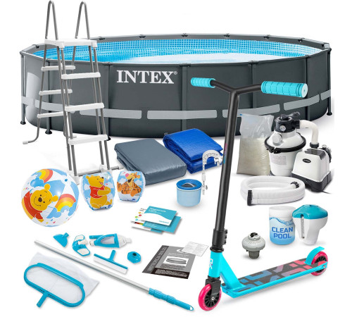 Басейн каркасний 20в1 Intex 26326 488 х 122 см з самокатом Soke GO