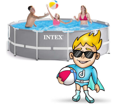 Басейн каркасний 17в1 INTEX 26716, 366 x 99 см, сірий