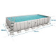 Басейн каркасний прямокутний 11в1 Bestway Power Steel 732x366 см (56475) світло-сірий