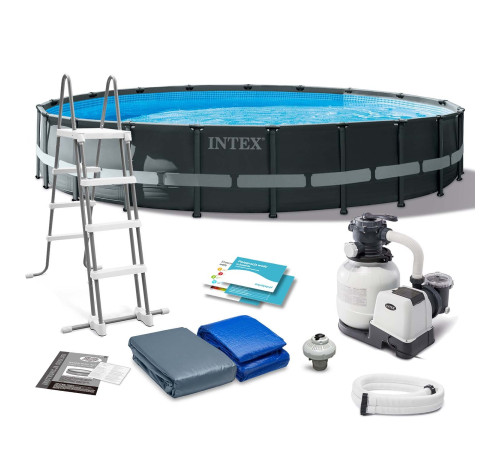 Басейн каркасний 11в1 INTEX 26334, 610 x 122 см, темно-сірий