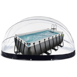 Басейн каркасний прямокутний EXIT із наземним куполом і нагрівом води 400 x 200 x 100 см 