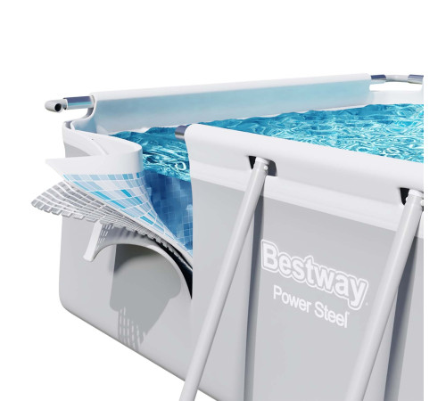 Басейн каркасний прямокутний 5в1 Bestway 56456 Power Steel 412 x 201 см - світло-сірий