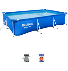 Басейн каркасний прямокутний 3в1 Bestway 56411 Steel Pro, 300 x 201 см 