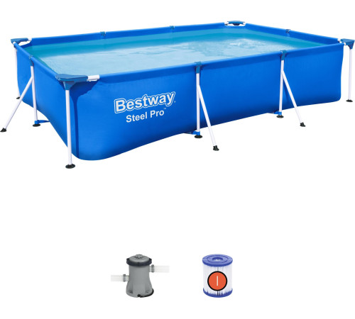 Басейн каркасний прямокутний 3в1 Bestway 56411 Steel Pro, 300 x 201 см Басейн каркасний прямокутний 3в1 Bestway 56411 Steel Pro, 300 x 201 см