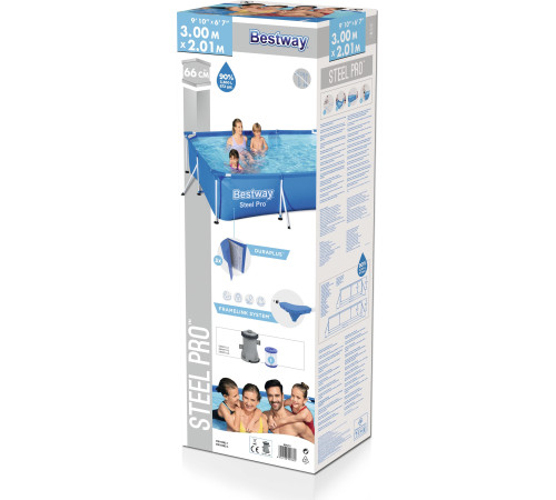 Басейн каркасний прямокутний 3в1 Bestway 56411 Steel Pro, 300 x 201 см Басейн каркасний прямокутний 3в1 Bestway 56411 Steel Pro, 300 x 201 см