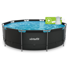 Басейн каркасний VIRTUFIT з фільтрувальним насососм 366 х 100 см, антрацитовий