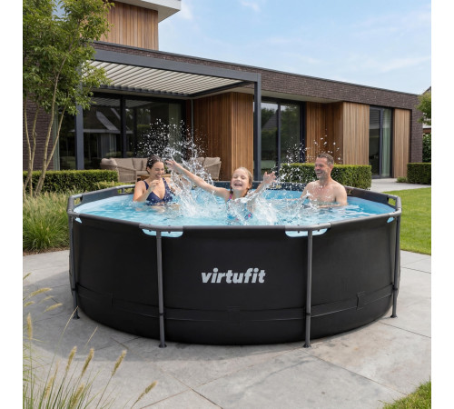 Басейн каркасний VIRTUFIT з фільтрувальним насососм 366 х 100 см, антрацитовий