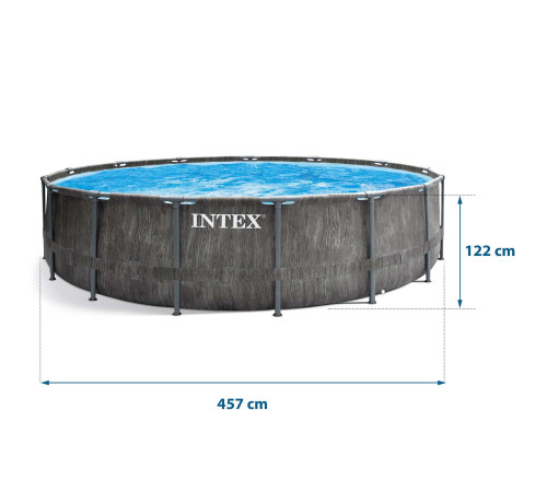 Басейн каркасний 21в1 INTEX 26742, 457 x 122 см, темно-сірий