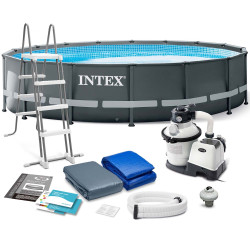 Басейн каркасний 11в1 INTEX 26326, 488 х 122 см, темно-сірий