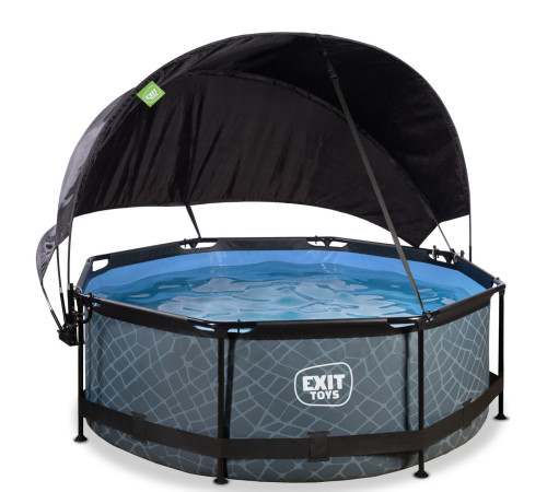 Басейн каркасний EXIT з тентом 244 х 76 см "камінь"