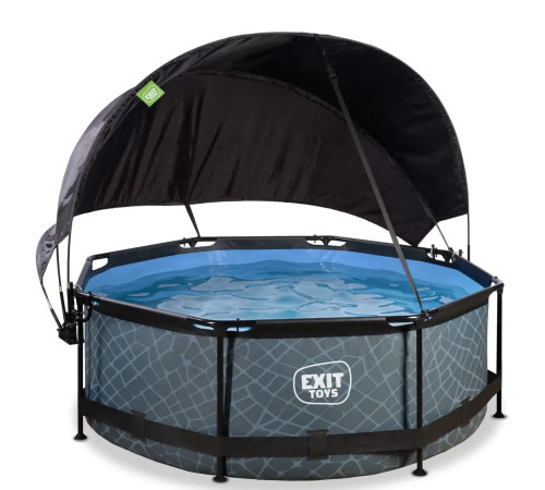 Басейн каркасний EXIT з тентом 244 х 76 см "камінь"