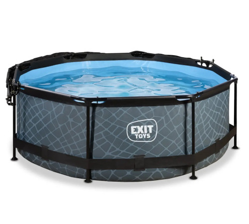 Басейн каркасний EXIT з тентом 244 х 76 см "камінь"
