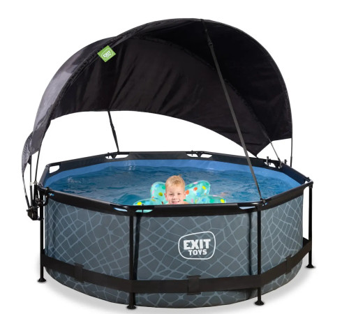 Басейн каркасний EXIT з тентом 244 х 76 см "камінь"