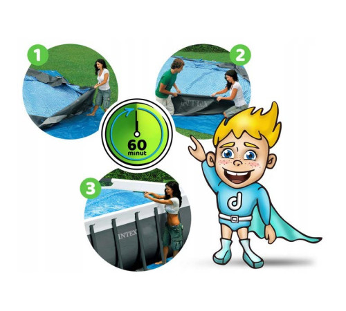 Basen ogrodowy stelażowy 549 x 274 x 132 cm 12w1 INTEX 26356