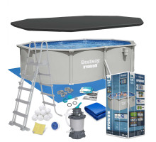 Basen ogrodowy panelowy całoroczny 500x366x122 cm 13w1 Bestawy 56586