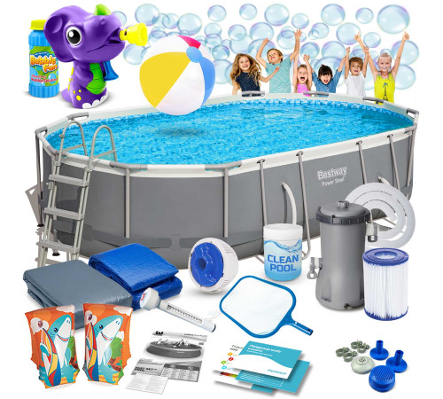 Басейн каркасний овальний 18в1 Bestway 56448 + піноутворювач 488 x 305 x 107 см
