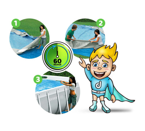 Басейн каркасний прямокутний 21в1 INTEX 26792, 488 x 244 x 107 см, сірий