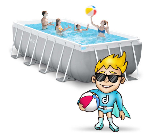 Басейн каркасний прямокутний 21в1 INTEX 26792, 488 x 244 x 107 см, сірий