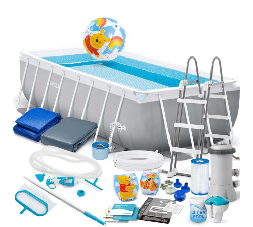 Басейн каркасний прямокутний 21в1 INTEX 26792, 488 x 244 x 107 см, сірий