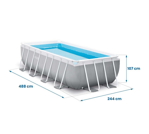 Басейн каркасний прямокутний 21в1 INTEX 26792, 488 x 244 x 107 см, сірий