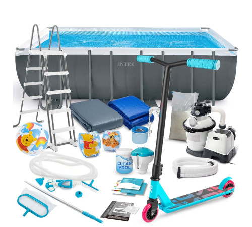Basen ogrodowy stelażowy 549 x 274 x 132 cm 21w1 INTEX 26356 + hulajnoga GRATIS