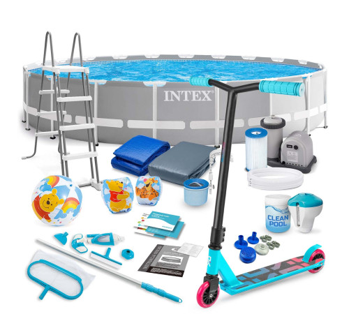 Basen ogrodowy stelażowy 610 x 132 cm 21w1 INTEX 26756 + hulajnoga GRATIS