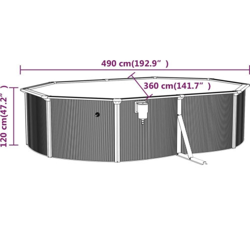 Басейн каркасний овальний vidaXL 490 x 360 x 120 см, білий + драбина Басейн каркасний овальний vidaXL 490 x 360 x 120 см, білий + драбина