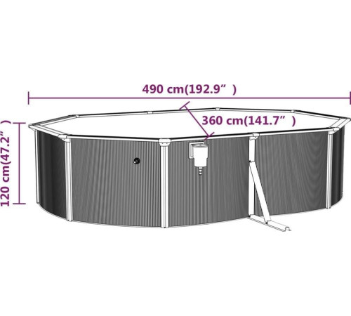 Басейн каркасний овальний vidaXL 490 x 360 x 120 см, білий + драбина Басейн каркасний овальний vidaXL 490 x 360 x 120 см, білий + драбина