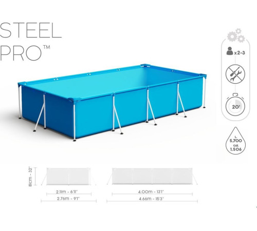 Басейн каркасний прямокутний 8в1 Bestway 56424 Steel Pro 400 x 211 см