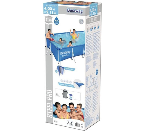 Басейн каркасний прямокутний 8в1 Bestway 56424 Steel Pro 400 x 211 см