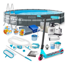 Basen ogrodowy stelażowy 732 x 132 cm 20w1 INTEX 26340 + hulajnoga GRATIS