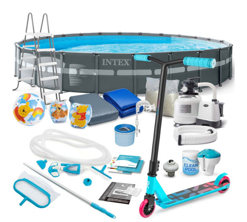 Basen ogrodowy stelażowy 732 x 132 cm 20w1 INTEX 26340 + hulajnoga GRATIS