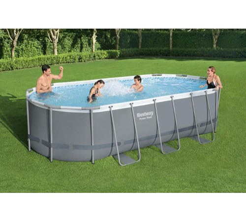 Басейн каркасний овальний 12в1 Bestway 56710 Power Steel, 549 x 274 см - сірий Басейн каркасний овальний 12в1 Bestway 56710 Power Steel, 549 x 274 см - сірий