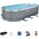 Басейн каркасний овальний 12в1 Bestway 56710 Power Steel, 549 x 274 см - сірий