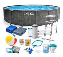 Басейн каркасний 18в1 INTEX 26742, 457 x 122 см, темно-сірий