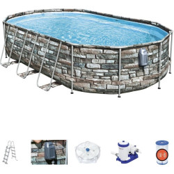 Басейн каркасний овальний Bestway Power Steel Swim, 610 x 366 x 122 см