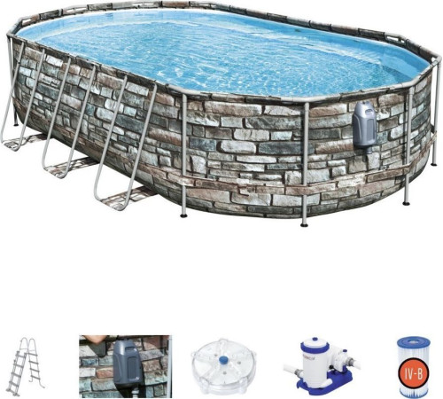 Басейн каркасний овальний Bestway Power Steel Swim, 610 x 366 x 122 см Басейн каркасний овальний Bestway Power Steel Swim, 610 x 366 x 122 см