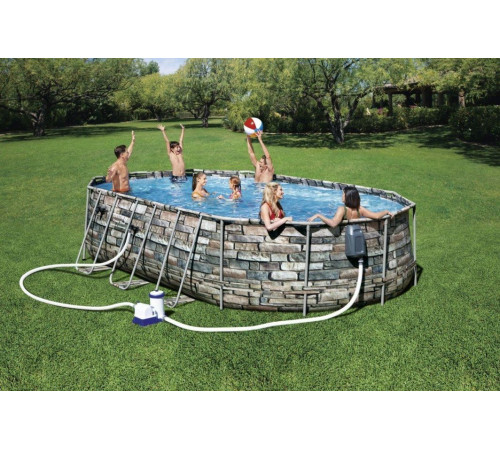 Басейн каркасний овальний Bestway Power Steel Swim, 610 x 366 x 122 см Басейн каркасний овальний Bestway Power Steel Swim, 610 x 366 x 122 см