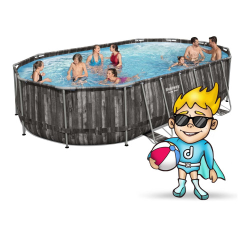 Басейн каркасний овальний 18в1 Bestway 5611R, 610 x 366 x 122 см + самокат