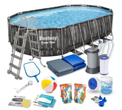 Басейн каркасний овальний 18в1 Bestway 5611R, 610 x 366 x 122 см + самокат