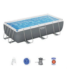 Басейн каркасний прямокутний 6в1 Bestway Power Steel, 404 x 201 x 100 см + насос + драбина