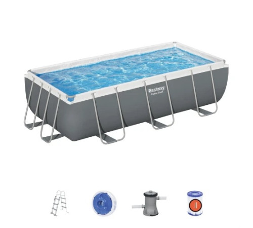 Басейн каркасний прямокутний 6в1 Bestway Power Steel, 404 x 201 x 100 см + насос + драбина Басейн каркасний прямокутний 6в1 Bestway Power Steel, 404 x 201 x 100 см + насос + драбина