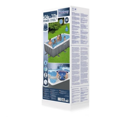 Басейн каркасний прямокутний 6в1 Bestway Power Steel, 404 x 201 x 100 см + насос + драбина Басейн каркасний прямокутний 6в1 Bestway Power Steel, 404 x 201 x 100 см + насос + драбина