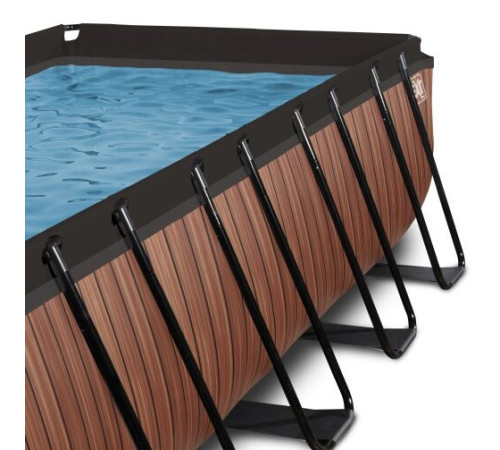 Басейн каркасний прямокутний EXIT з куполом 400х200х100 см "дерево" пісочний фільтр