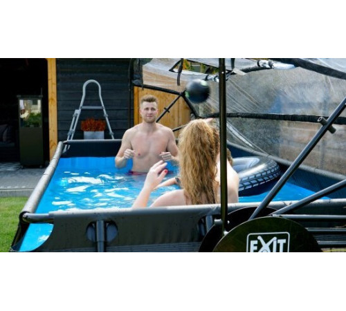 Басейн каркасний прямокутний EXIT з куполом 400х200х100 см "дерево" пісочний фільтр